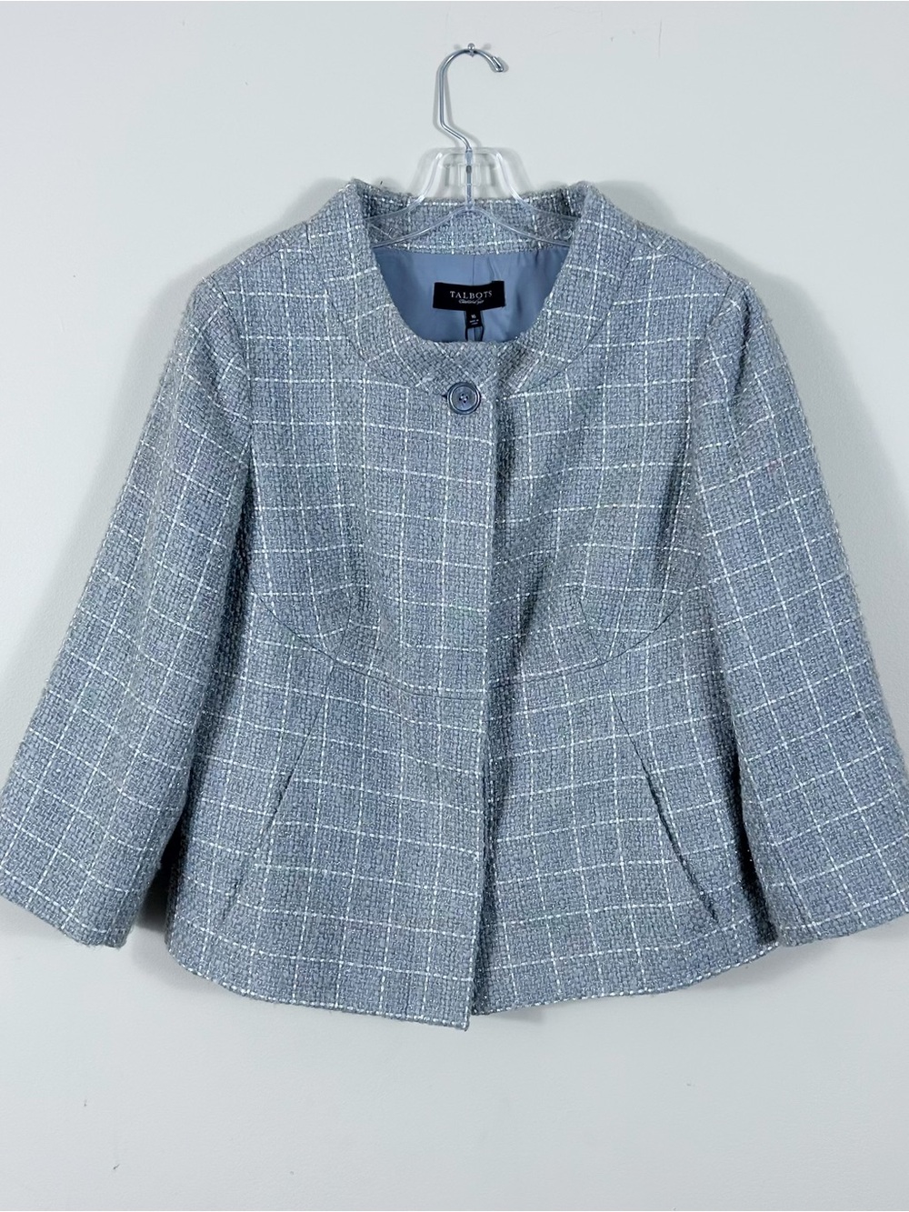 Talbots Kate Fit Women’s Size 16 Gray Tweed Blazer Jacket Button Down Career